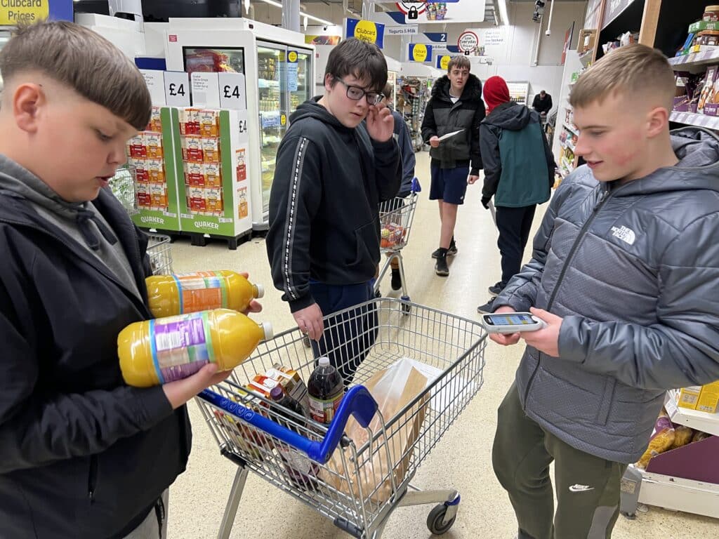 Shopping on a budget with a live tally on the self-scanners help the youngsters to keep on track. 